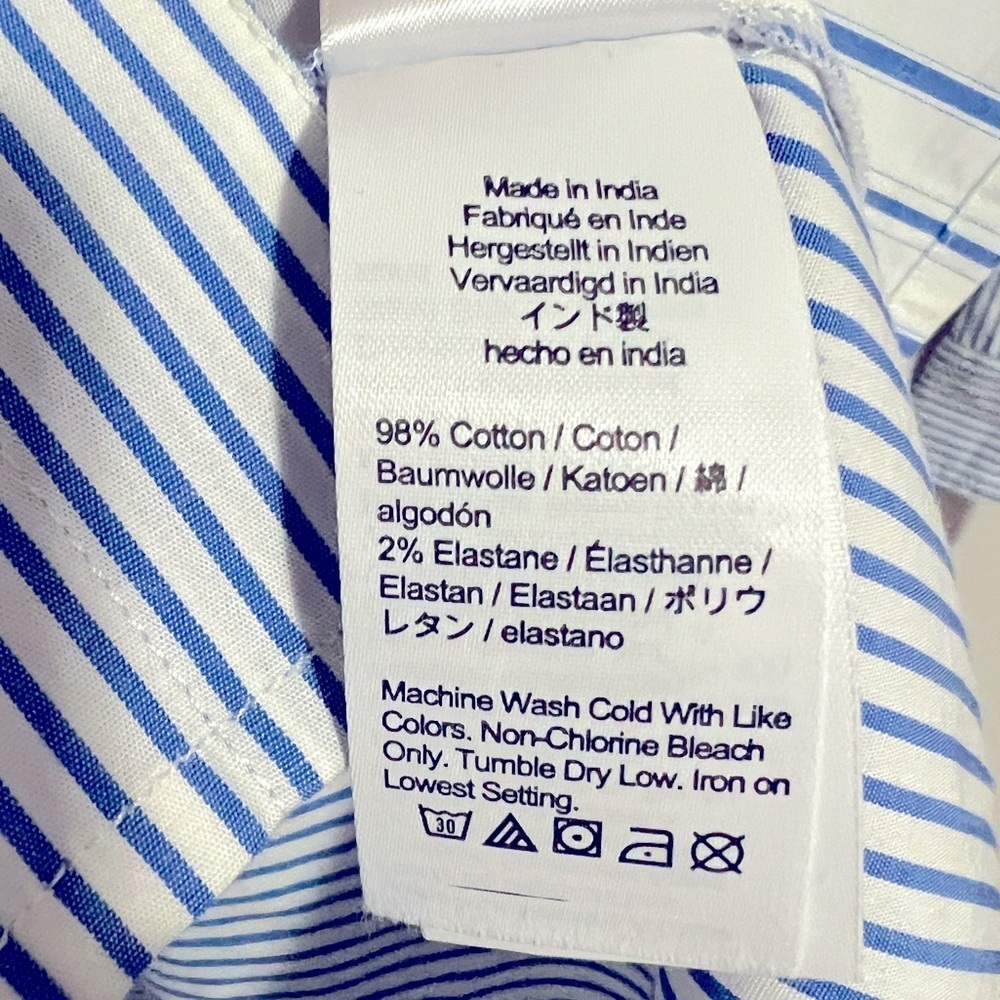 J. Crew Classic Fit cotton poplin shirtdress in mixed blue/white stripe size 0 - Picture 7 of 9